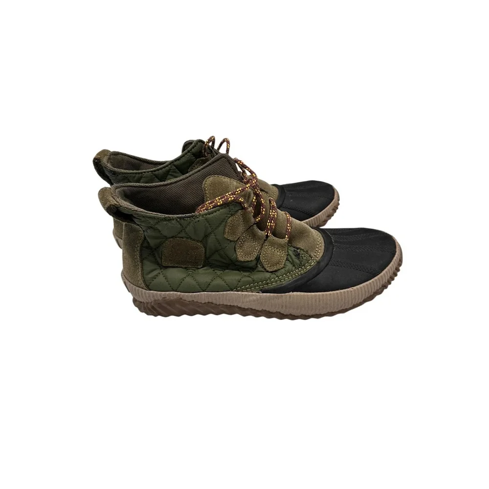 Sorel Out N About Plus Conquest Olive Green Waterproof Boots NL3152-371 Womens 9